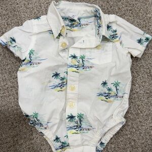 GAP White Tropical Print Baby Shirt